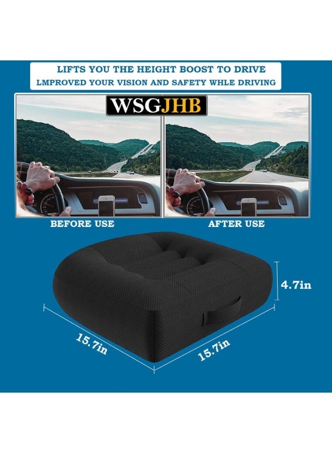 Car Booster Seat Cushion Posture Cushion Portable Breathable Mesh, Effectively Increase The Field of View by 12cm/ 4.7in, Ideal for Office, Home, Angle Lift Seat Cushions,Black - Image 4